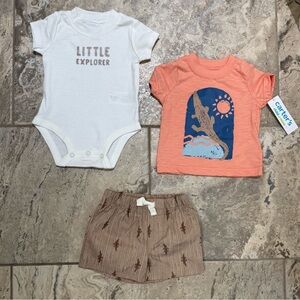 NWT Size 3/6 months Alligator 3-piece short set from Carter's Child of Mine